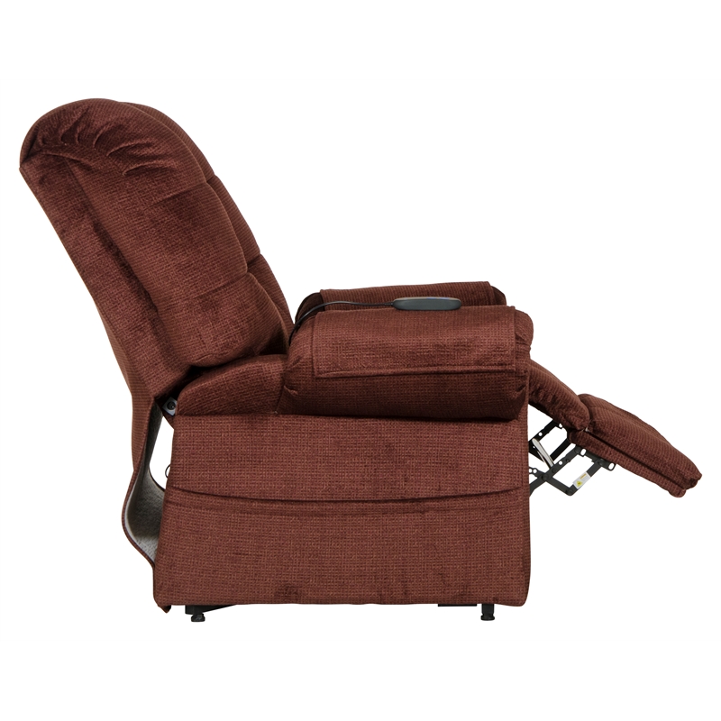 Pemberly Row Power Lift Recliner with Lay Flat Feature in Merlot Fabric