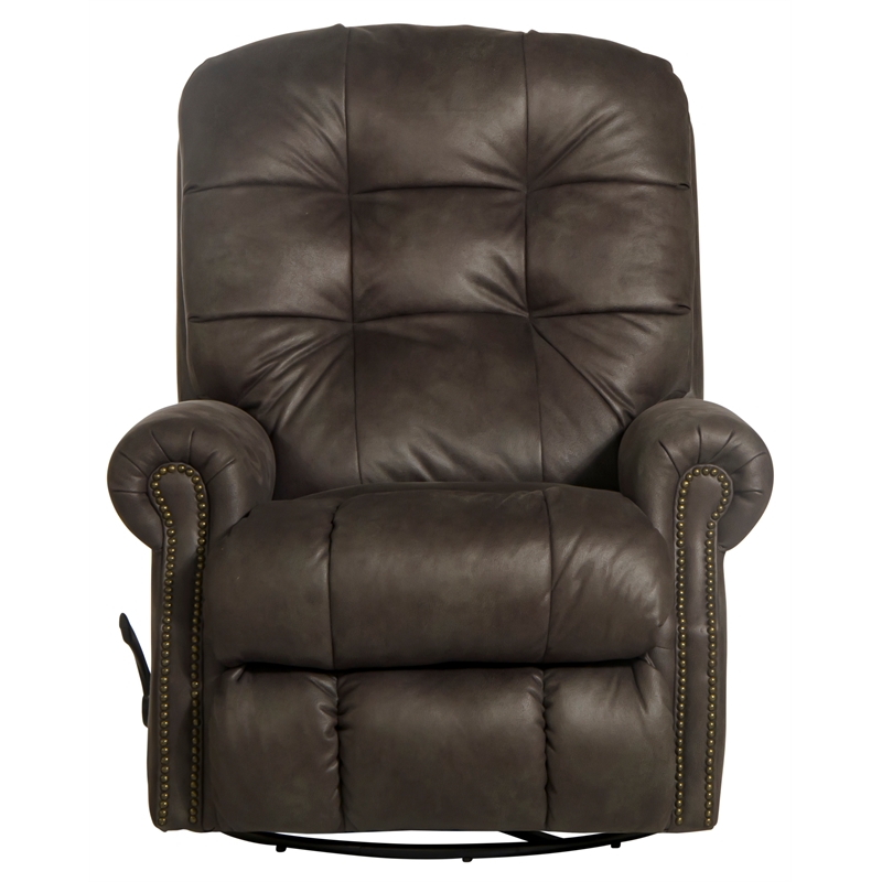 Pemberly Row Swivel Glider Recliner in Gray Polyester Fabric