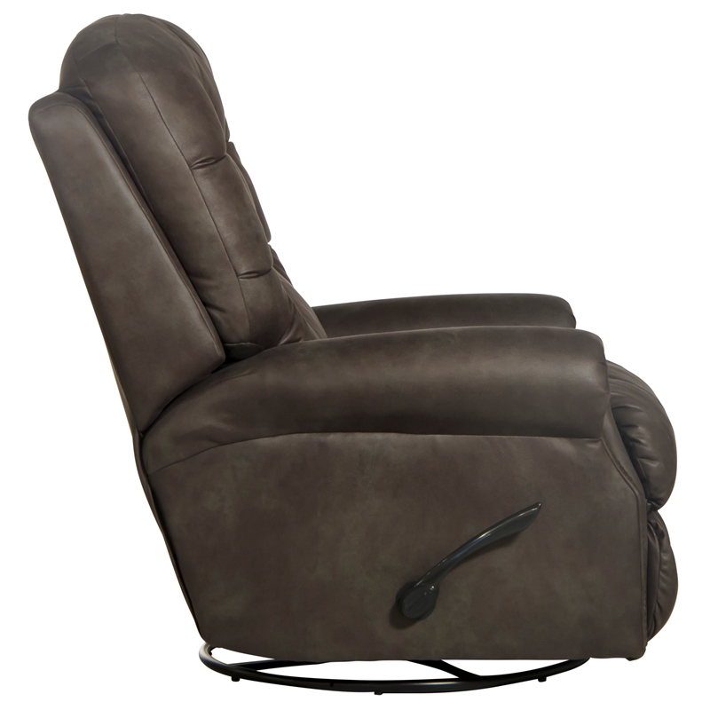 Pemberly Row Swivel Glider Recliner in Gray Polyester Fabric