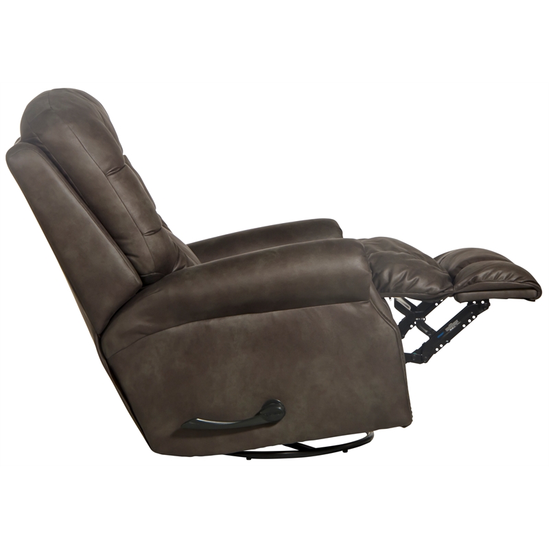Pemberly Row Swivel Glider Recliner in Gray Polyester Fabric