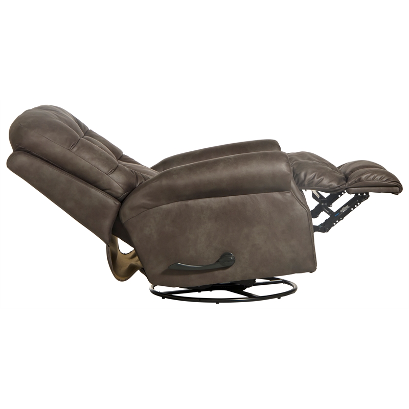 Pemberly Row Swivel Glider Recliner in Gray Polyester Fabric