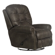 Pemberly Row Swivel Glider Recliner in Gray Polyester Fabric