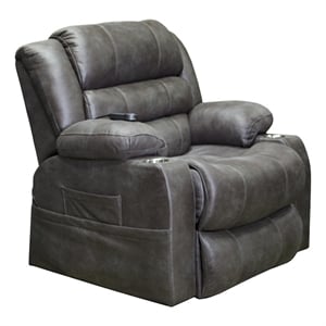 Pemberly Row Power Lift Recliner with Heat and Massage in Gray Fabric