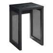 Pemberly Row Weave End Table in Black Wood with Boho Rattan Design