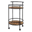 Pemberly Row Walnut and Black Metal Frame Bar Cart with Wheels