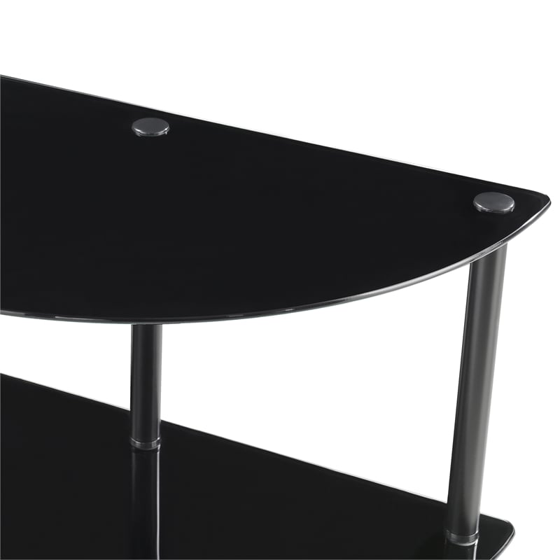 Pemberly Row Three-Tier Half-Circle Hall Table in Black Glass