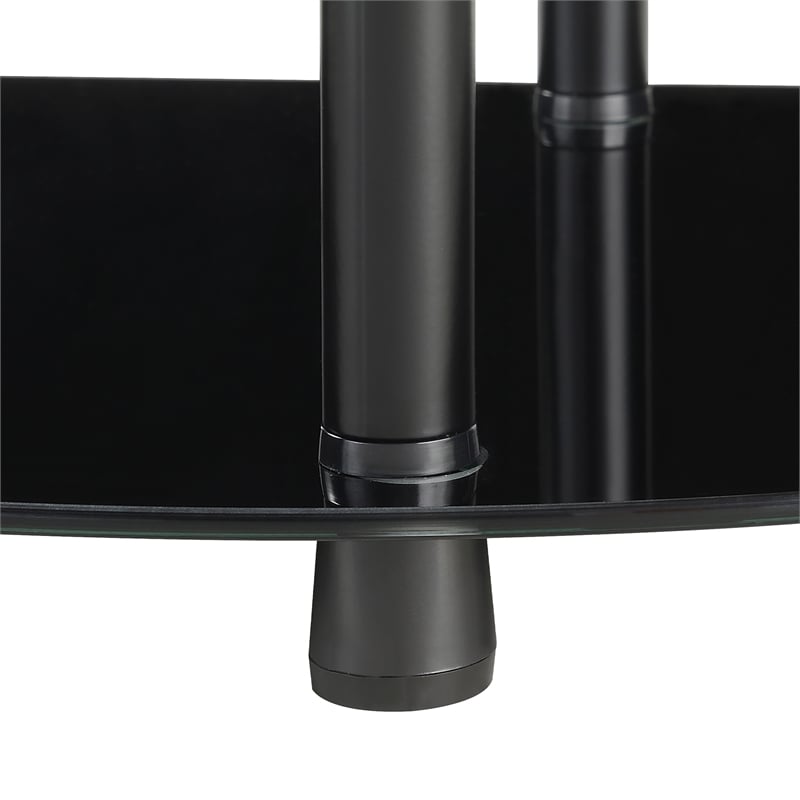 Pemberly Row Three-Tier Half-Circle Hall Table in Black Glass