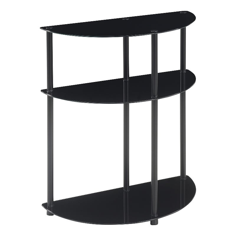 Pemberly Row Three-Tier Half-Circle Hall Table in Black Glass