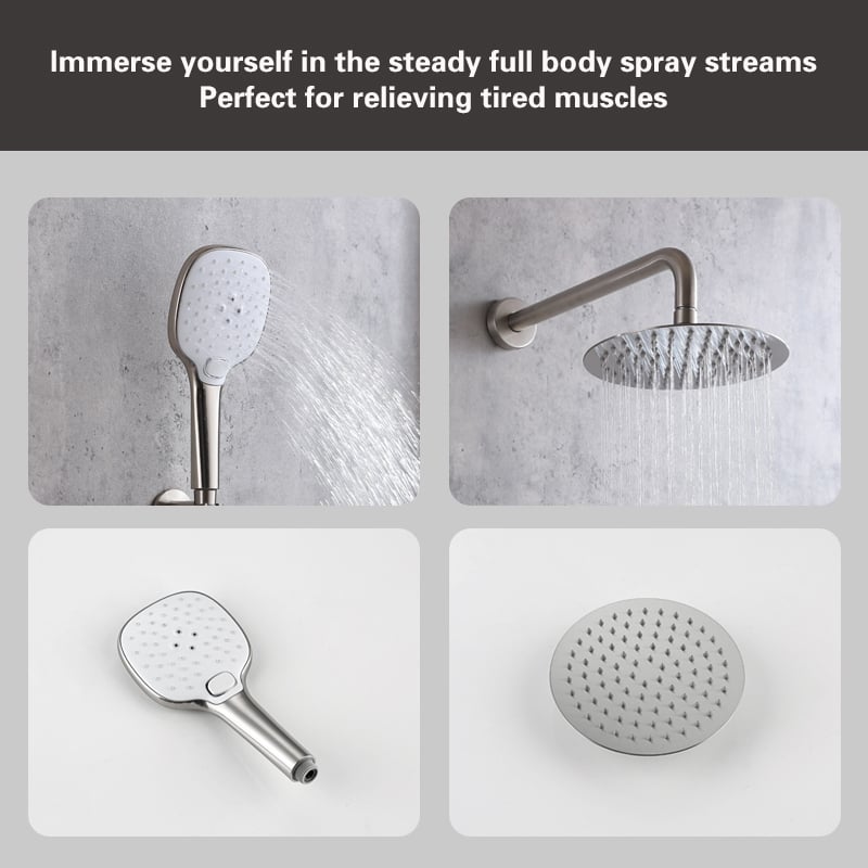Pemberly Row Brass Shower Faucet System in Brushed Nickel