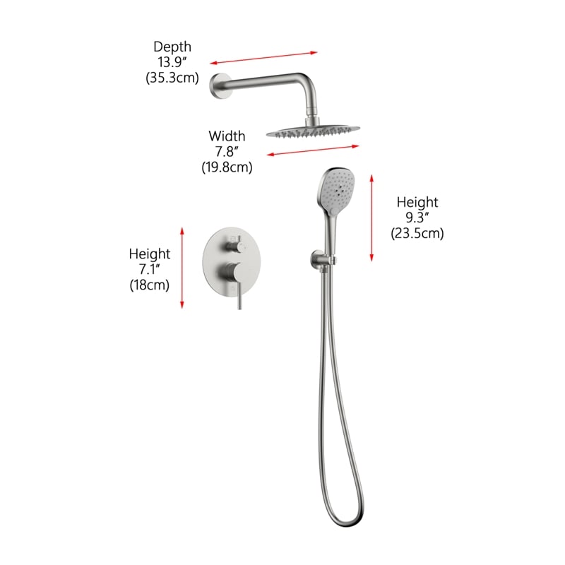 Pemberly Row Brass Shower Faucet System in Brushed Nickel