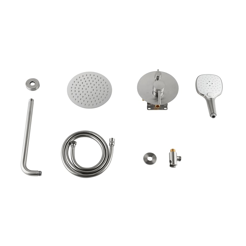 Pemberly Row Brass Shower Faucet System in Brushed Nickel