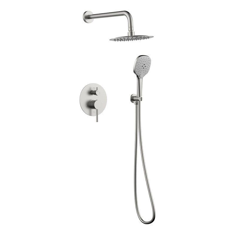 Pemberly Row Brass Shower Faucet System in Brushed Nickel