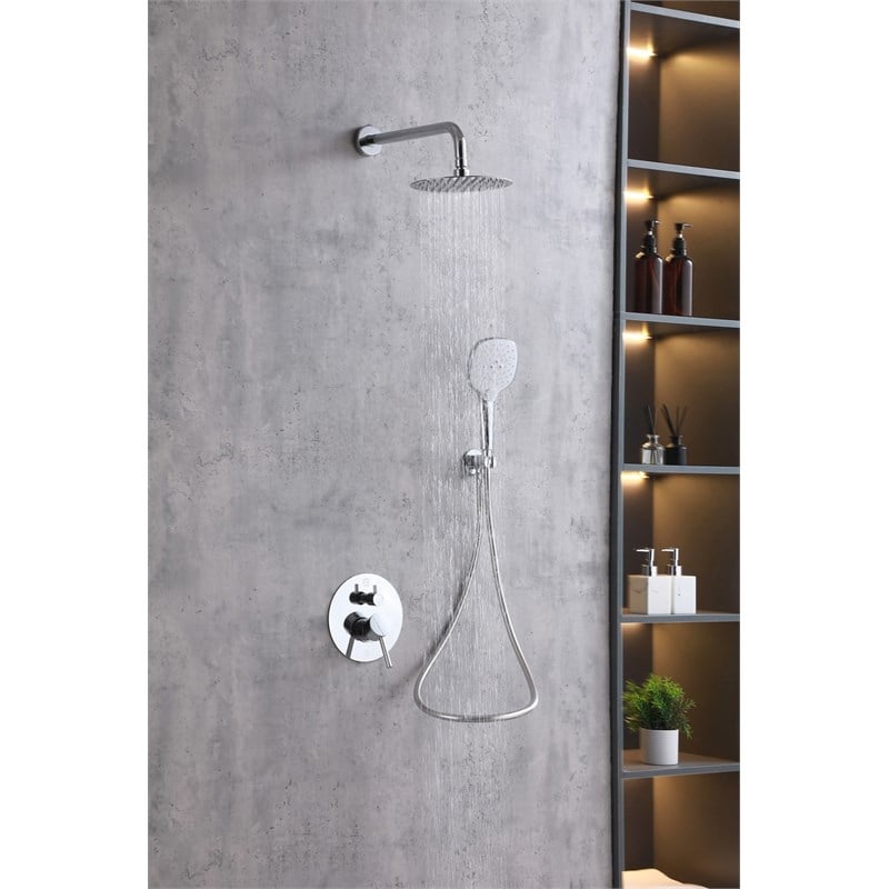 Pemberly Row Brass Shower Faucet System in Chrome