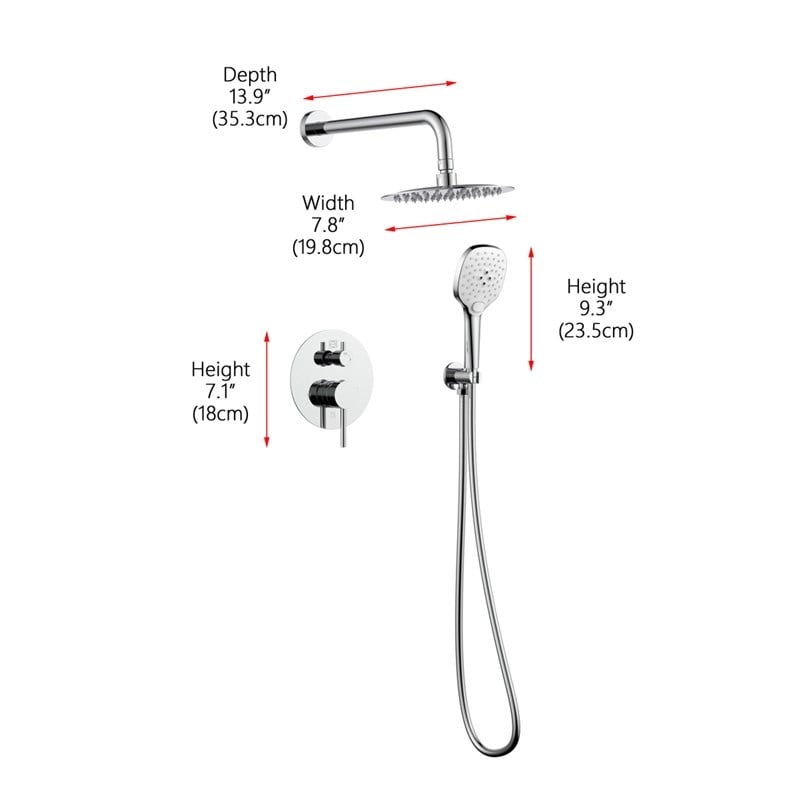 Pemberly Row Brass Shower Faucet System in Chrome