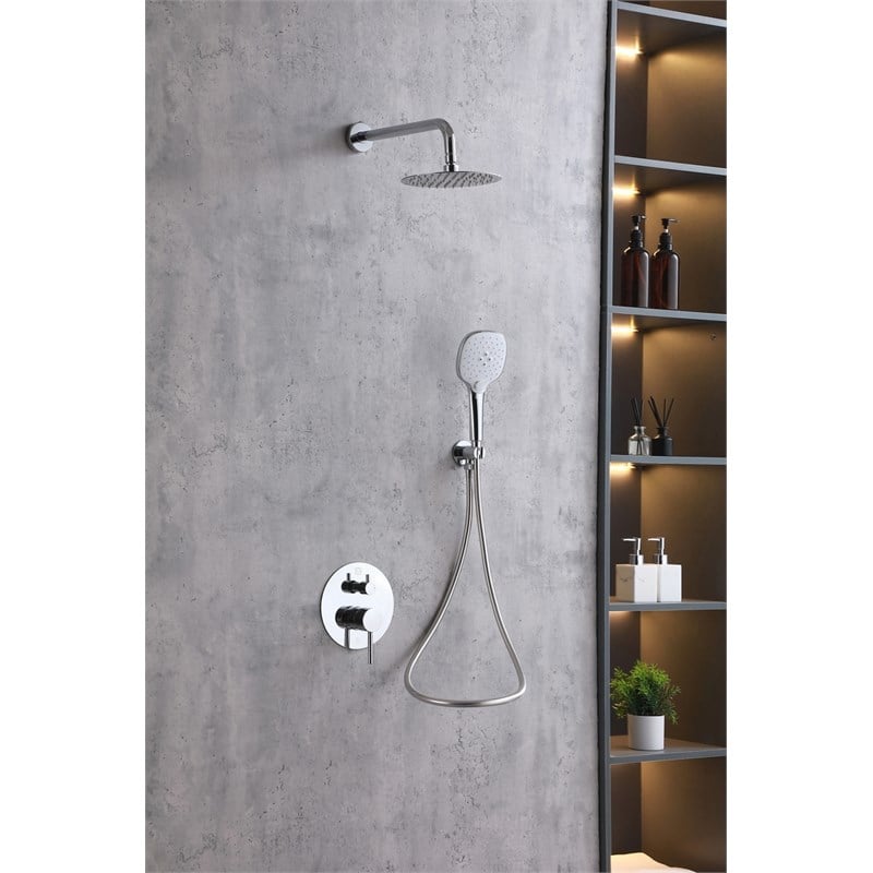 Pemberly Row Brass Shower Faucet System in Chrome