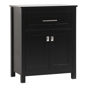 Pemberly Row 24&quot Wood Freestanding Storage Cabinet in Black