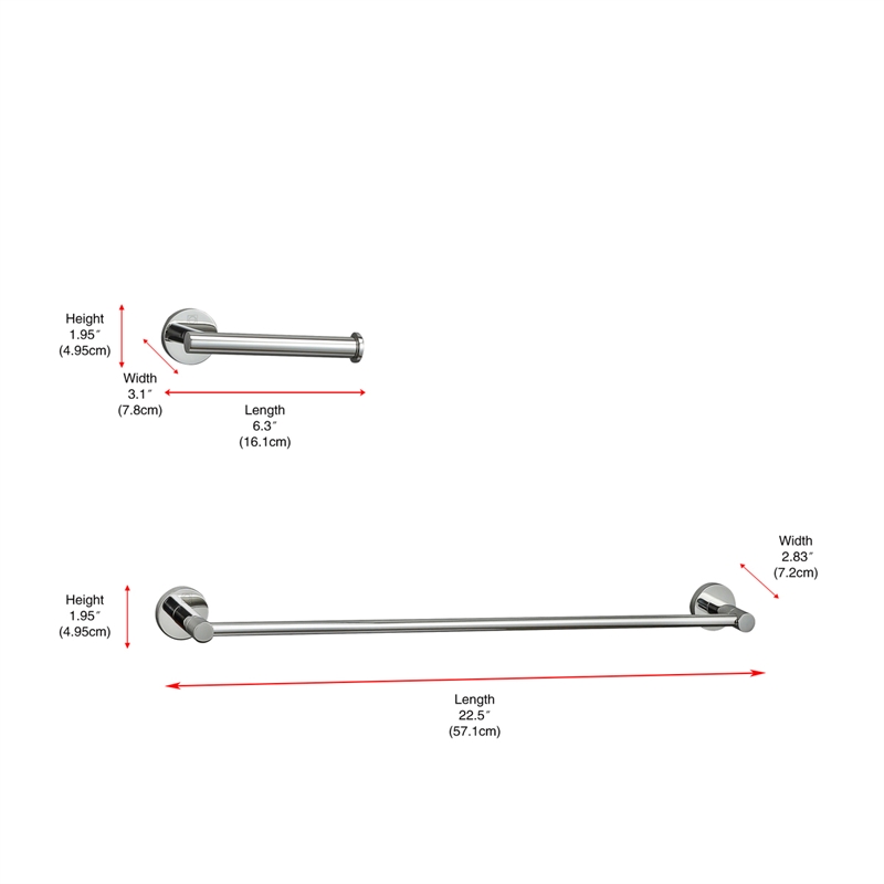 Pemberly Row 2-Piece Stainless Steel Hardware Set with Chrome Finish