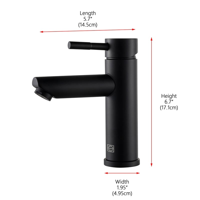 Pemberly Row Stainless Steel Bathroom Faucet in Matte Black with Single Handle