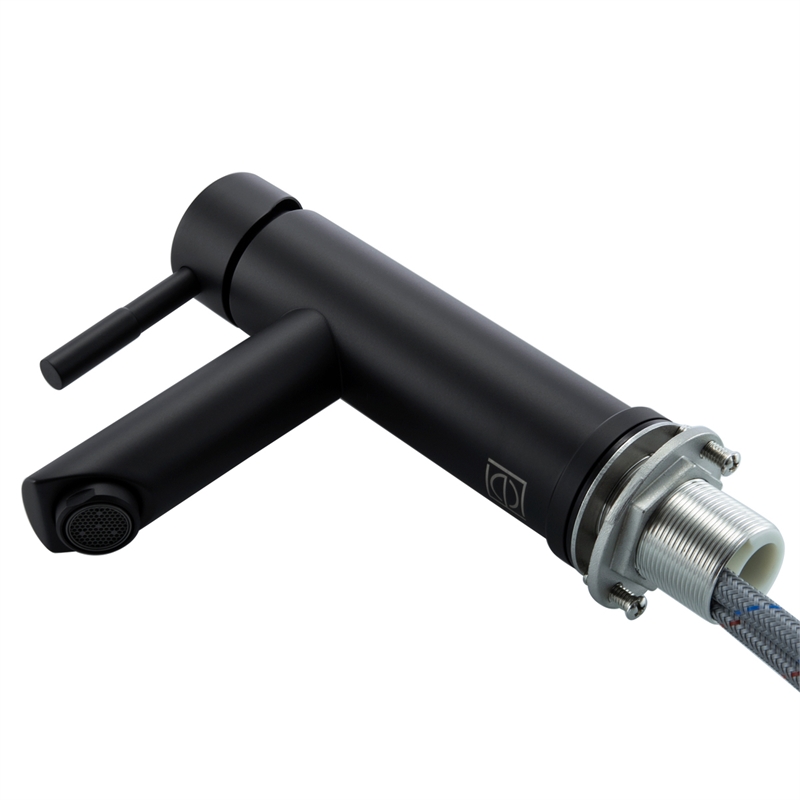 Pemberly Row Stainless Steel Bathroom Faucet in Matte Black with Single Handle