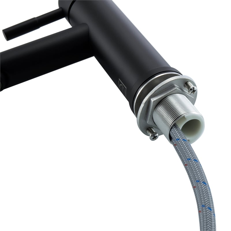 Pemberly Row Stainless Steel Bathroom Faucet in Matte Black with Single Handle