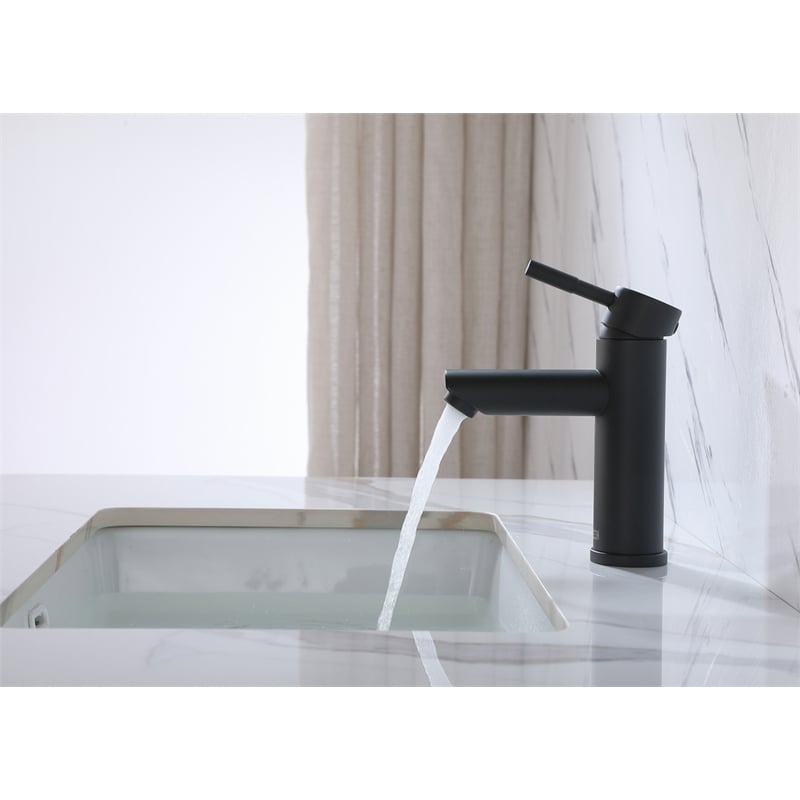 Pemberly Row Stainless Steel Bathroom Faucet in Matte Black with Single Handle