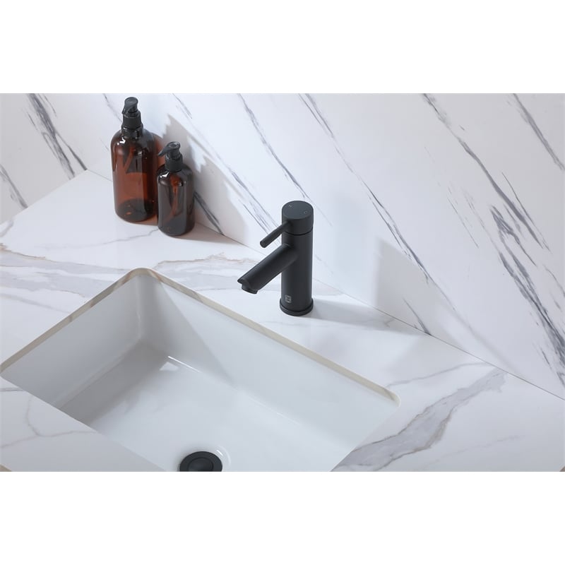 Pemberly Row Stainless Steel Bathroom Faucet in Matte Black with Single Handle