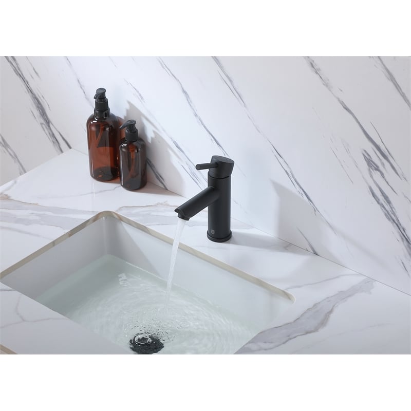 Pemberly Row Stainless Steel Bathroom Faucet in Matte Black with Single Handle