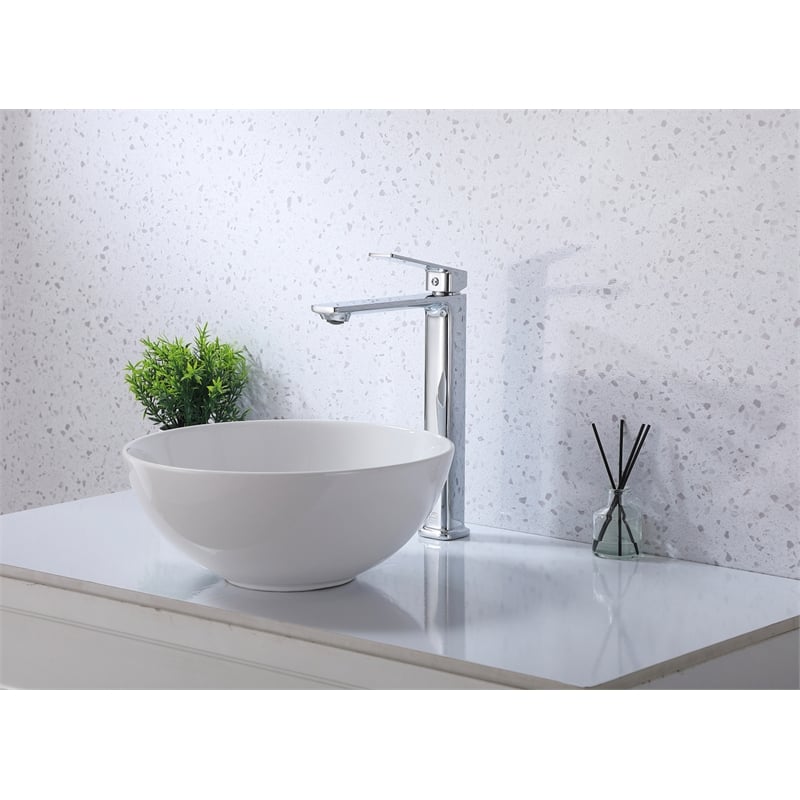 Pemberly Row Brass Single Handle Bathroom Faucet in Chrome