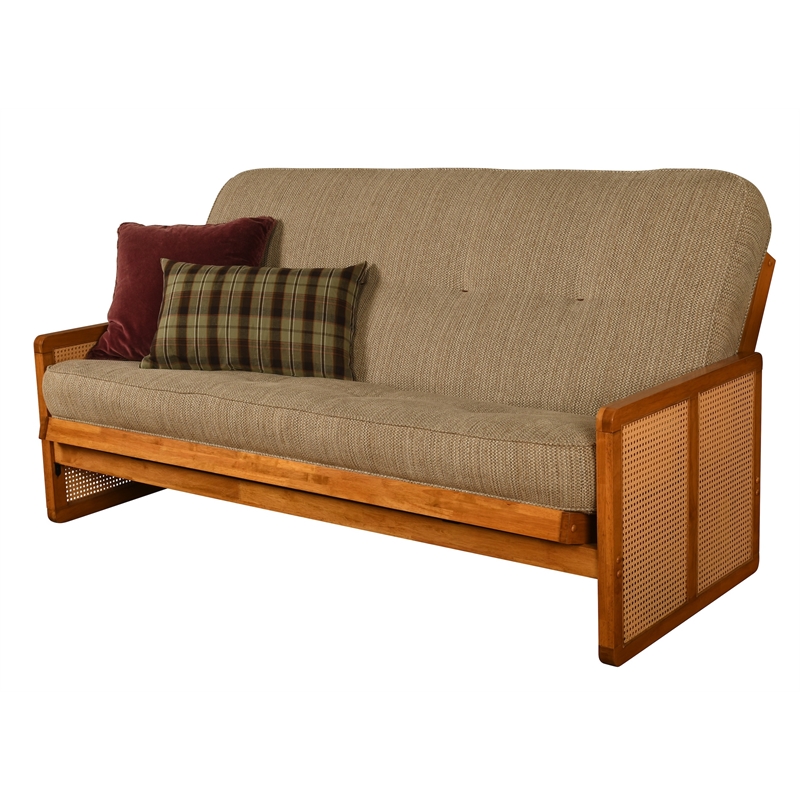 Pemberly Row Wood Futon Set with Woodsmoke Brown Mattress