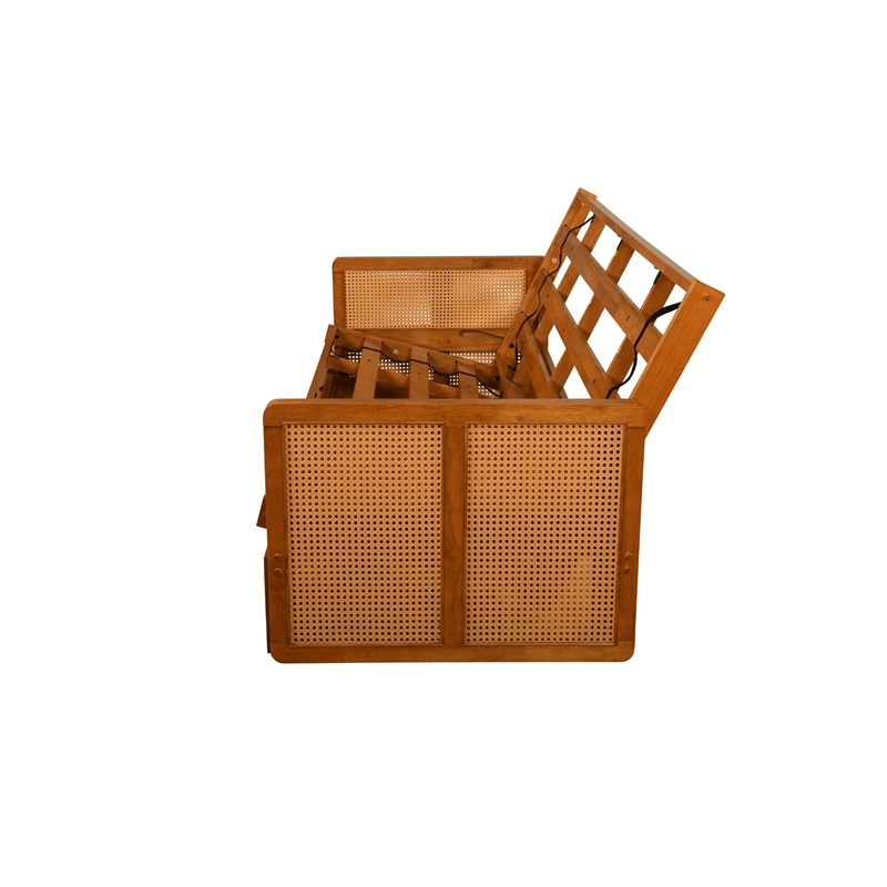Pemberly Row Wood Futon Set with Woodsmoke Brown Mattress