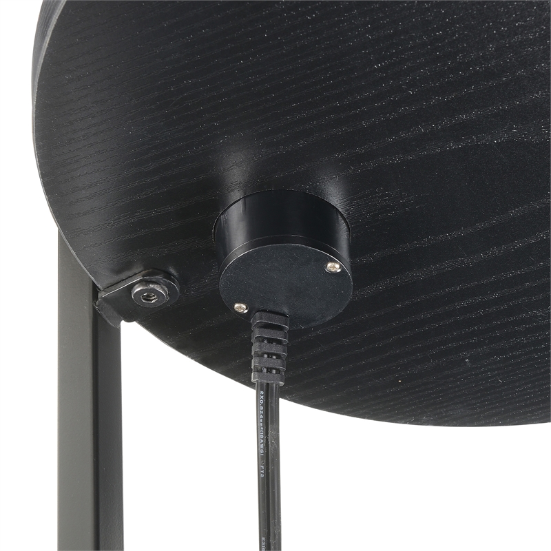 Pemberly Row Simon Chairside End Table w/USB Ports in Black Wood Finish