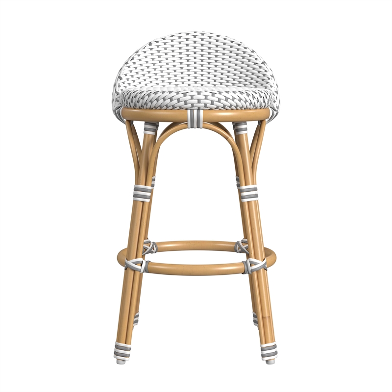 Pemberly Row 24 in. Seat Height Rattan Counter Stool in Grey