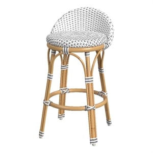 Pemberly Row 24 in. Seat Height Rattan Counter Stool in Grey