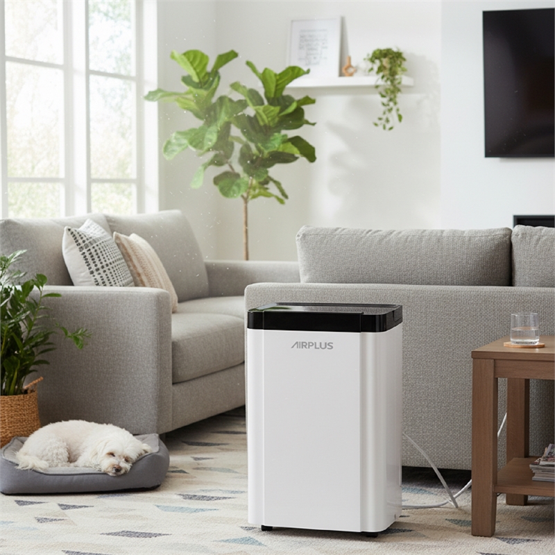 Pemberly Row 30-Pint White Dehumidifier with Air Purification & Defrost