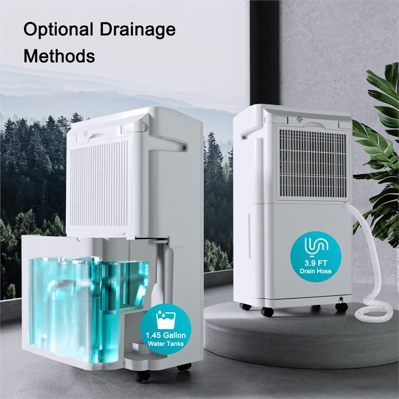 Pemberly Row 19-Pint Ultra-Thin White Dehumidifier for 500 Sq Ft with 5 Modes