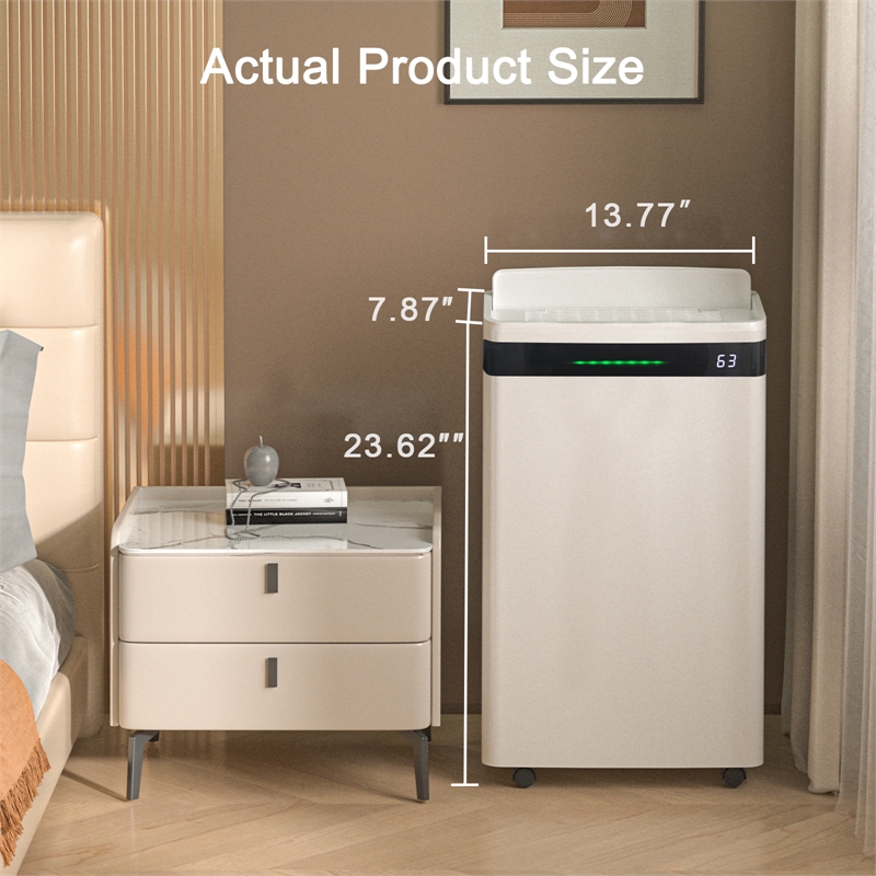 Pemberly Row 19-Pint Ultra-Thin White Dehumidifier for 500 Sq Ft with 5 Modes