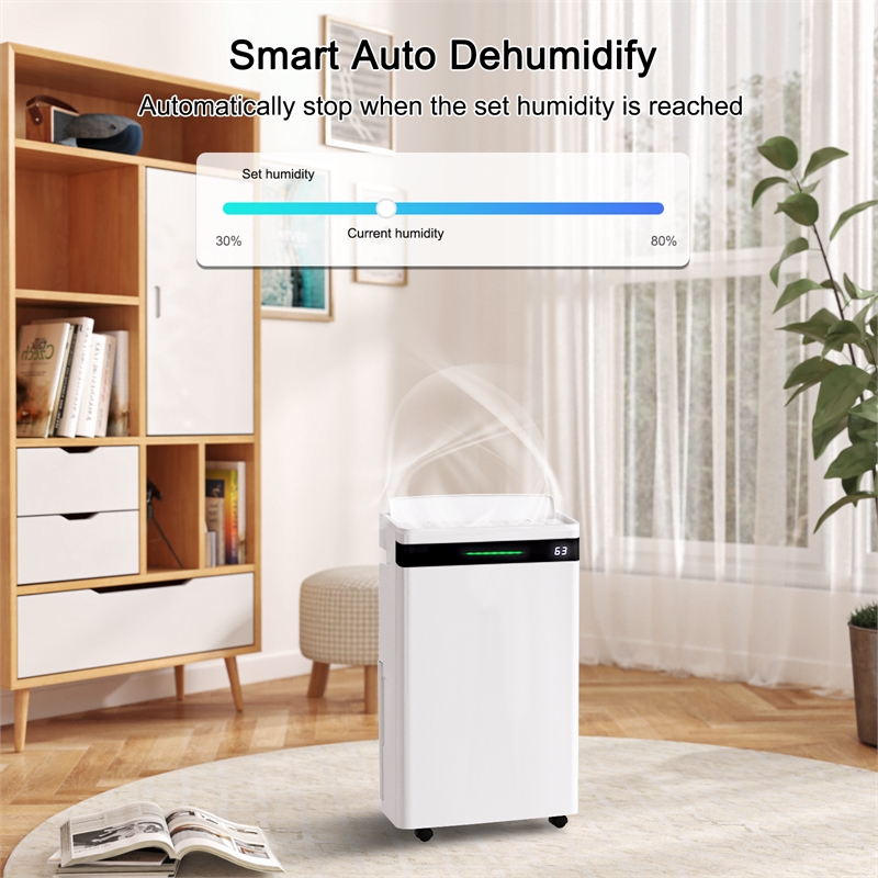 Pemberly Row 19-Pint Ultra-Thin White Dehumidifier for 500 Sq Ft with 5 Modes