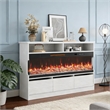 Pemberly Row White TV Stand with 50-Inch Electric Fireplace for 65-Inch TVs