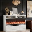 Pemberly Row White TV Stand with 50-Inch Electric Fireplace for 65-Inch TVs