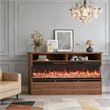 Pemberly Row Brown TV Stand with 50-Inch Electric Fireplace for 65