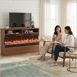 Pemberly Row Brown TV Stand with 50-Inch Electric Fireplace for 65