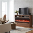 Pemberly Row Brown TV Stand with 50-Inch Electric Fireplace for 65