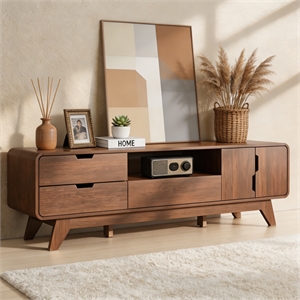 Pemberly Row 62&quot Brown TV Stand with 3 Drawers for TVs up to 65&quot
