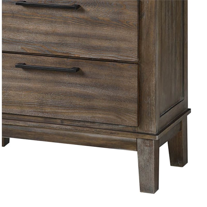 Pemberly Row 5-Drawer Rubberwood Chest in Vintage Gray Finish