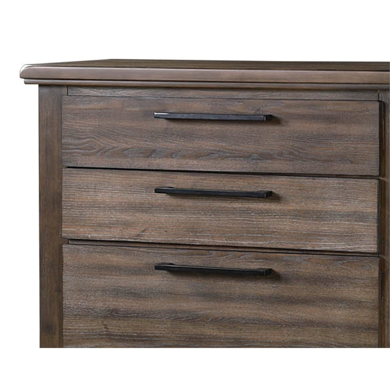 Pemberly Row 5-Drawer Rubberwood Chest in Vintage Gray Finish