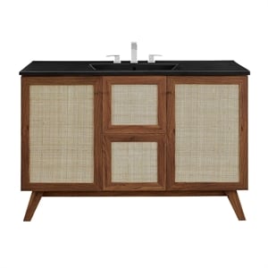 Pemberly Row 48&quot Single Sink Bathroom Vanity in Walnut and Black