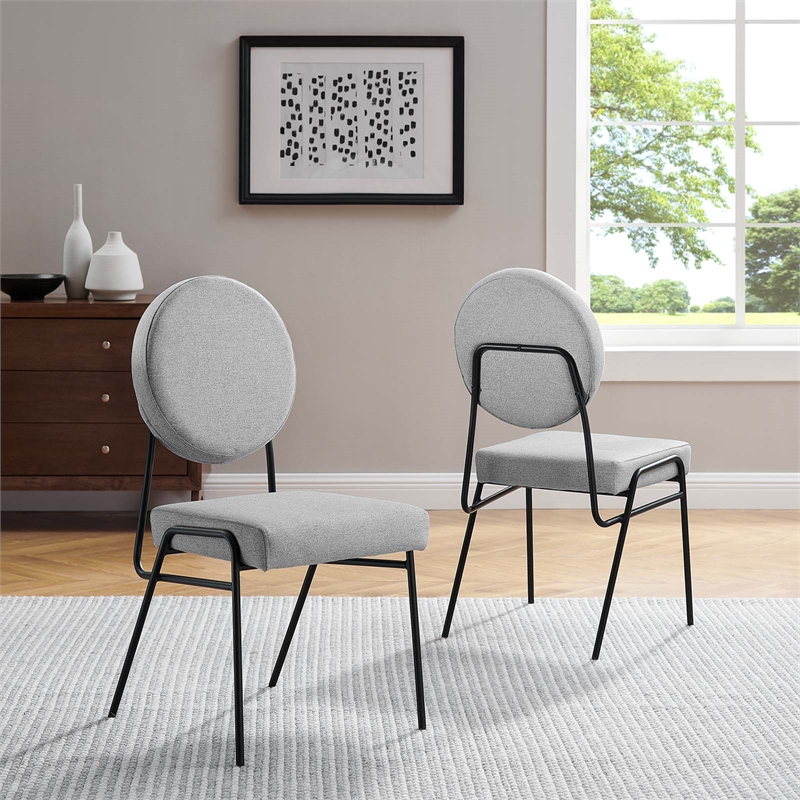 Pemberly Row Fabric Upholstered Dining Side Chairs in Light Gray (Set of 2)