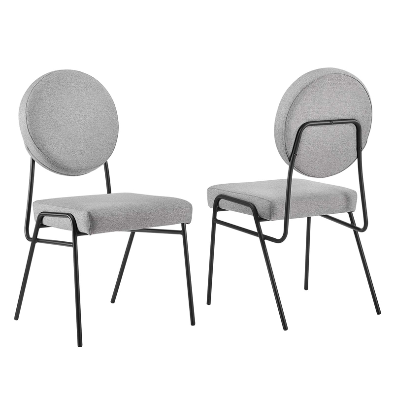 Pemberly Row Fabric Upholstered Dining Side Chairs in Light Gray (Set of 2)