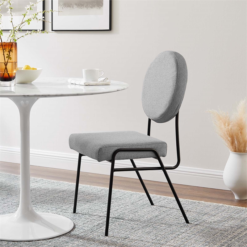 Pemberly Row Fabric Upholstered Dining Side Chairs in Light Gray (Set of 2)