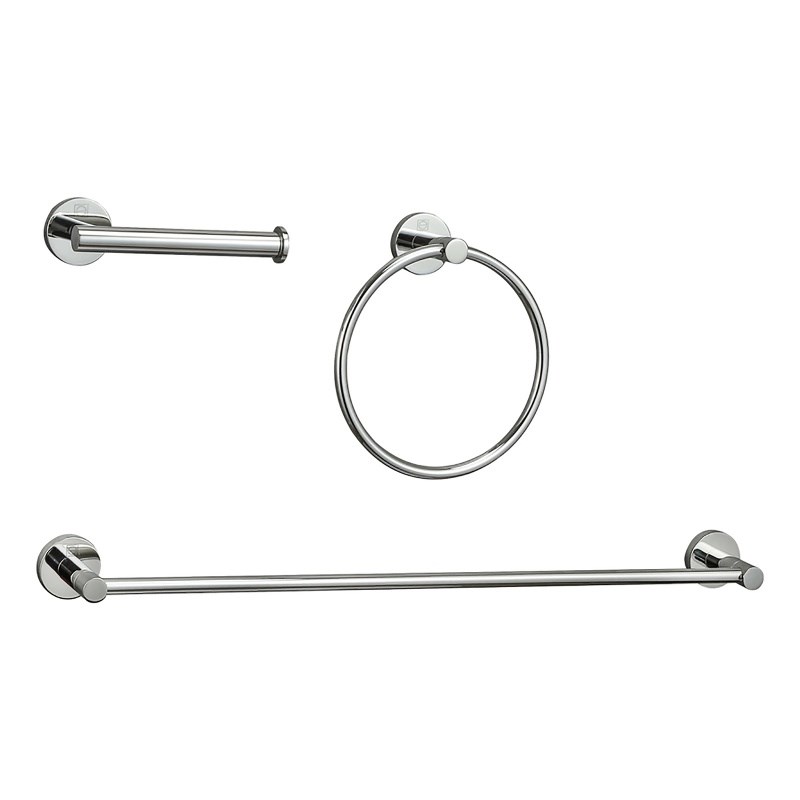 Pemberly Row 3-Pc Stainless Steel Bathroom Hardware Set in Chrome